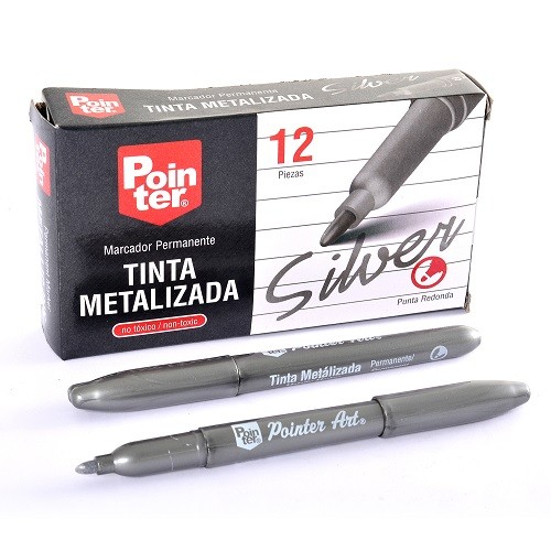 Marcador permanente tinta plata Pointer
