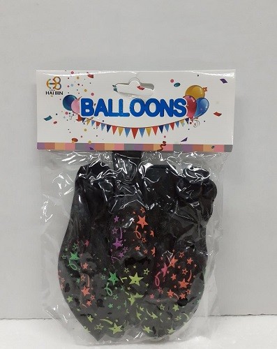 Globo negro impreso de estrellas