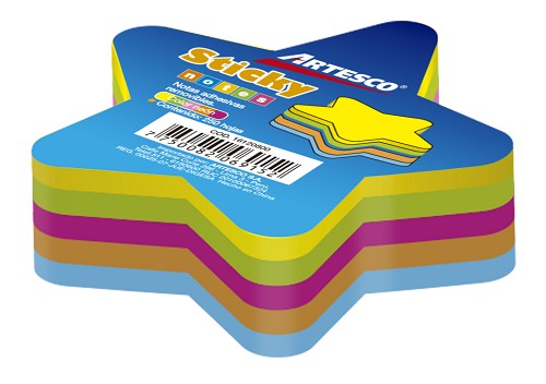 Notas autoadhesivas forma estrella 5 colores neon 50pcs Artesco