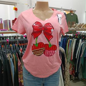 Camiseta Time Tri rosada cuello V