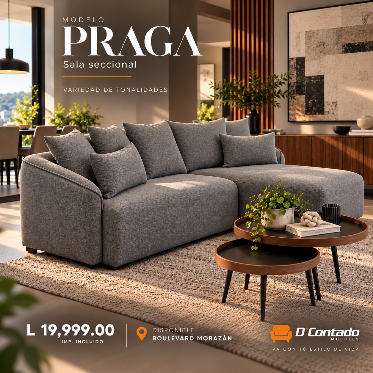 modelo PRAGA Sofa W/Chaise 