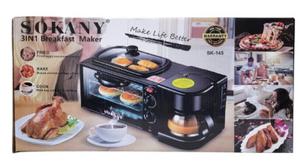 MAQUINA DE DESAYUNO 3 EN 1, HORNO, CAFETERA Y PLANCHA SK-145 SOKANY