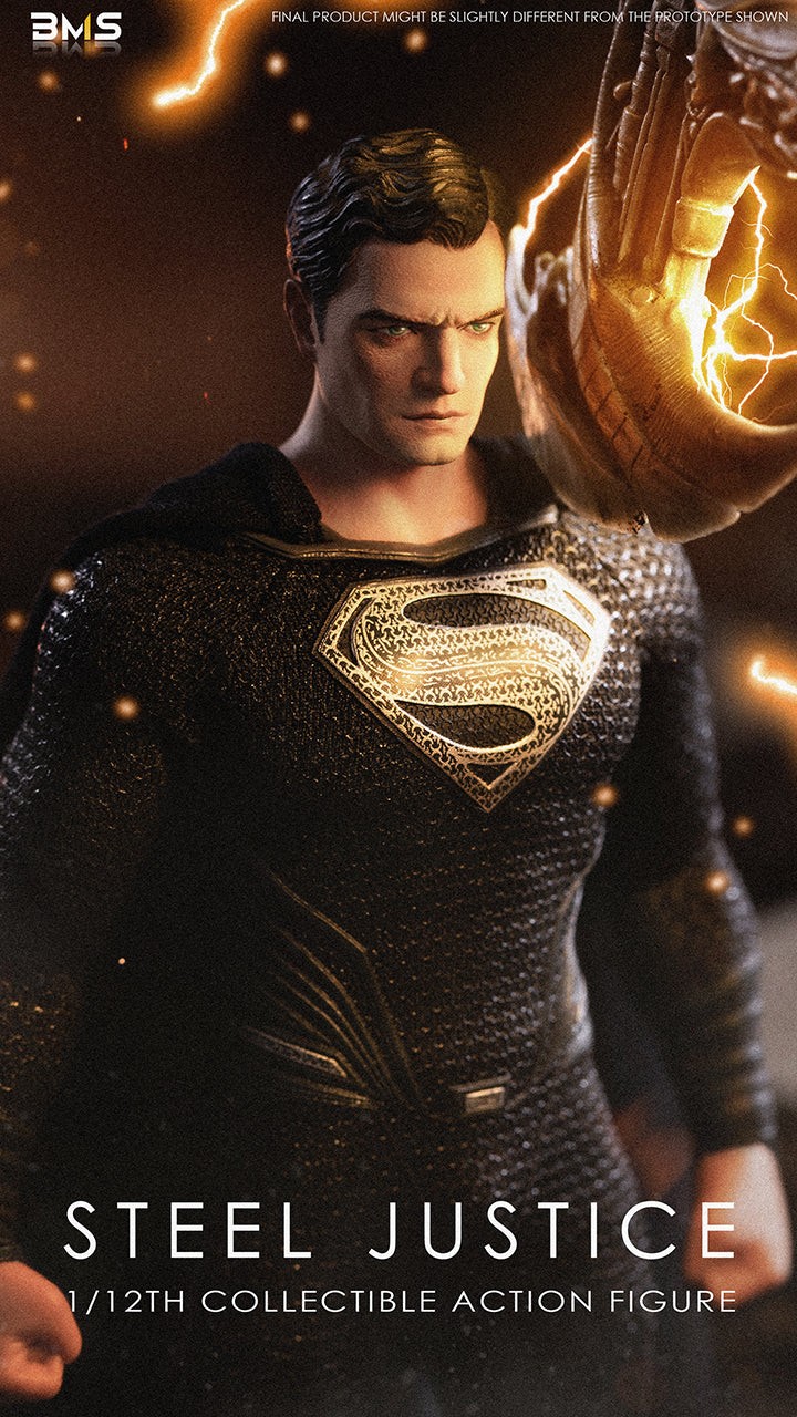 BMS 1/12 Black Steel Man Superman Action Figure Ninja Toyz