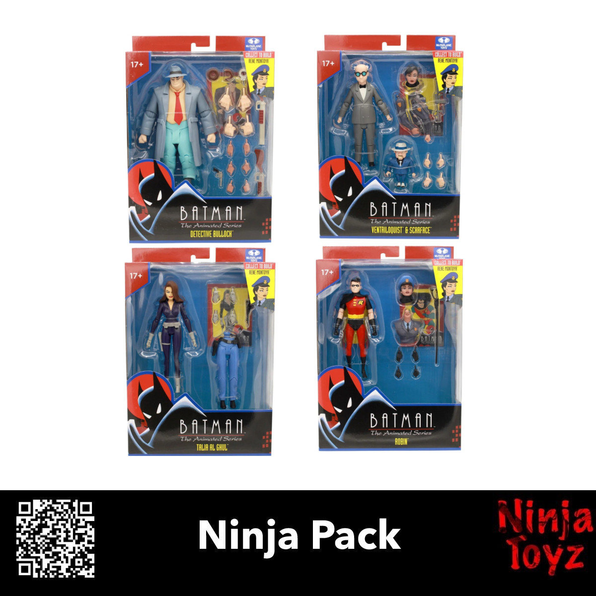 Ninja Pack McFarlane Toys DC Direct Batman The Animated Series Rene Montoya BAF Detective Bullock Talia al Ghul Ventriloquist & Scarface Robin 6” Figures