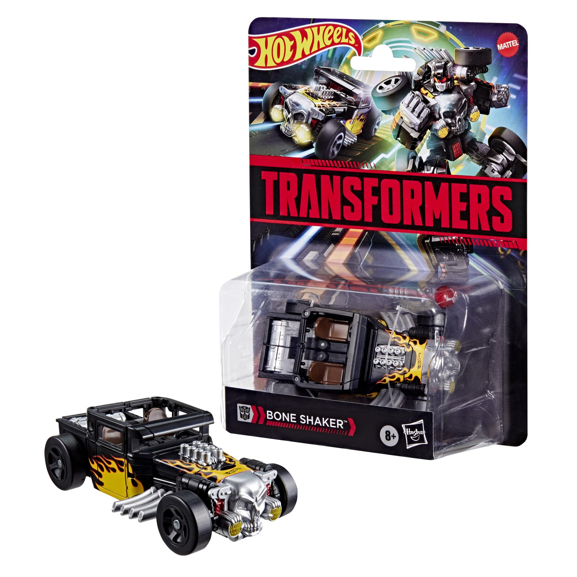 Transformers Collaborative Hot Wheels x Bone Crusher, Deluxe Class 5-Inch Robot Action Figure