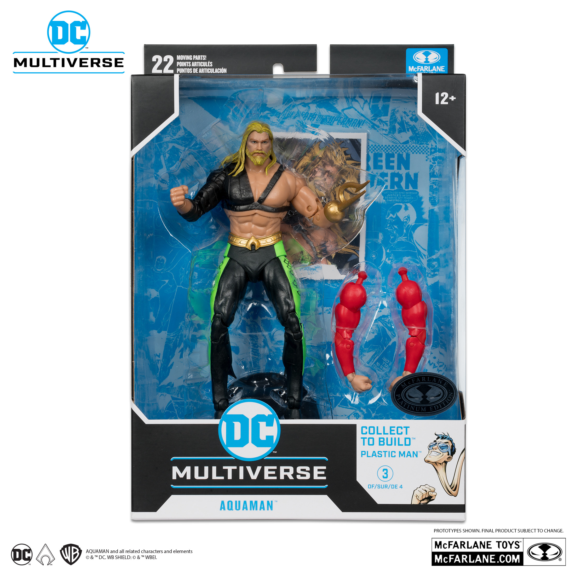 JLA DC Multiverse Aquaman Action Figure (Collect to Build: Plastic Man) Platinum Edition 