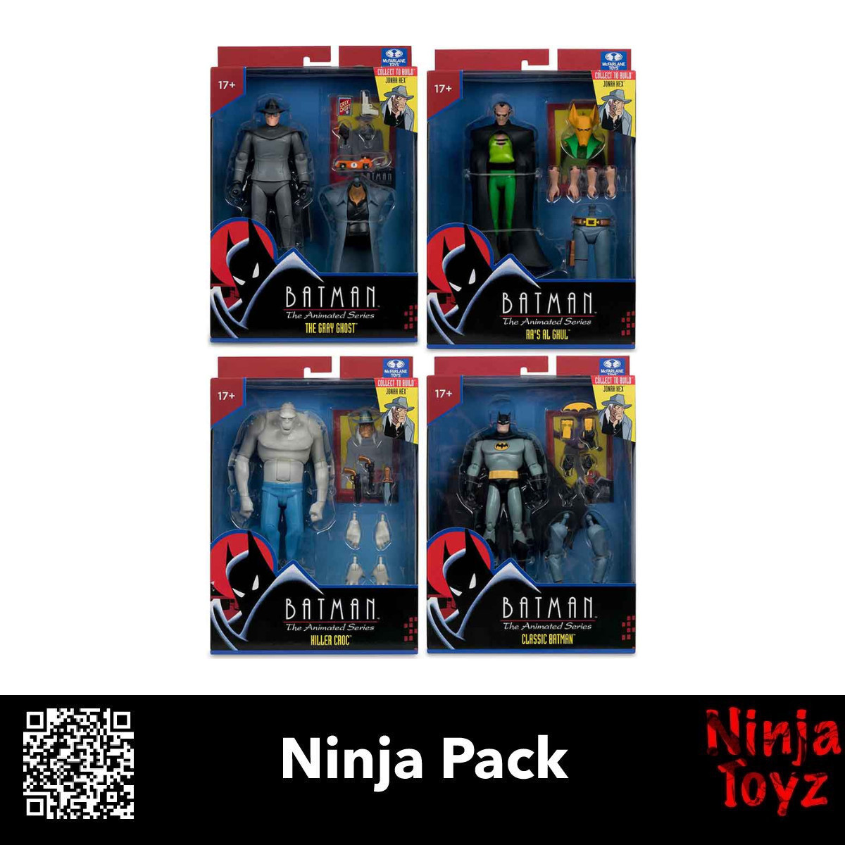 Ninja Pack McFarlane Toys DC Direct Batman The Animated Series Jonah Hex BAF Classic Batman Killer Croc Ras al Ghul The Gray Ghost 6” Figures