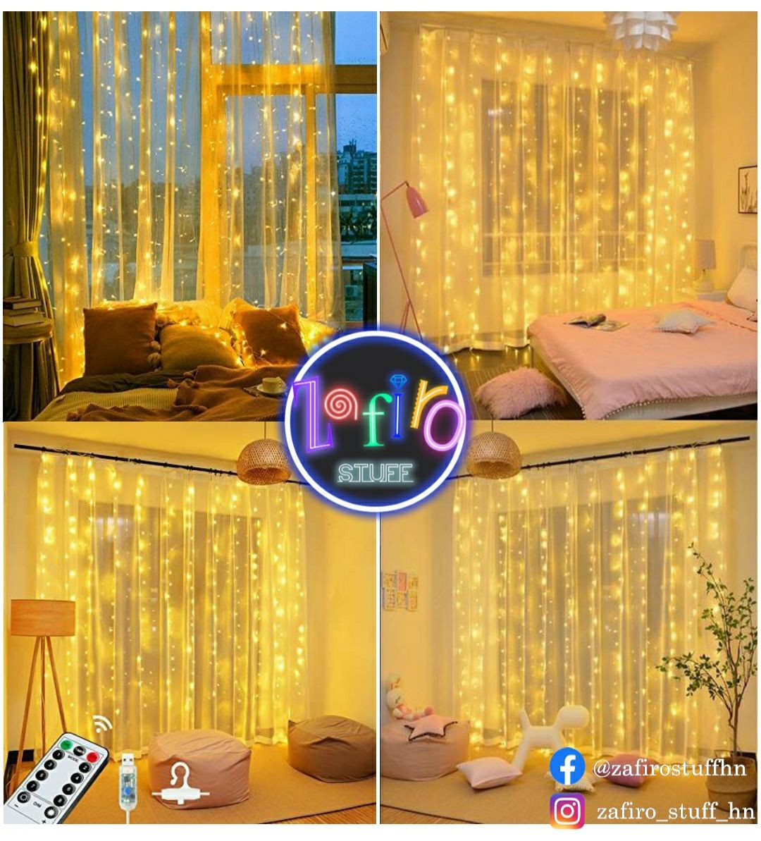 Cortina de 300 luces LED Fairy Lights. Zafiro Stuff