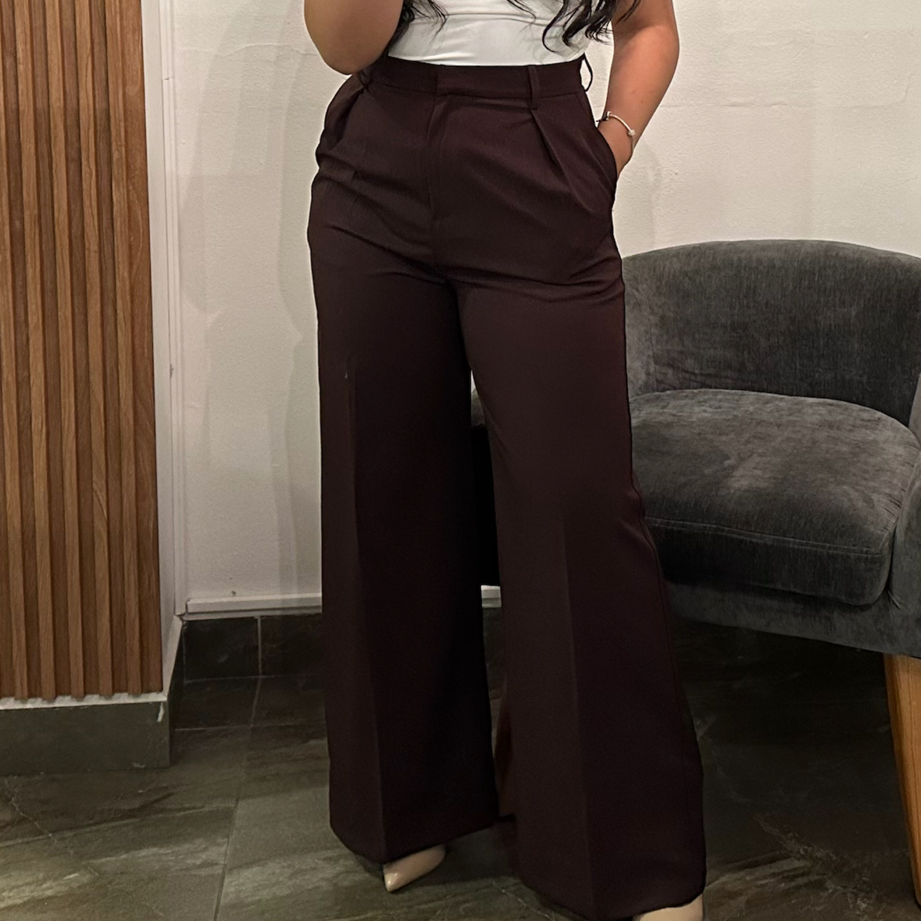 S•M pantalón corte recto burgundy 