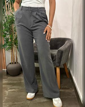 S•M•L pantalón gris doble pretina