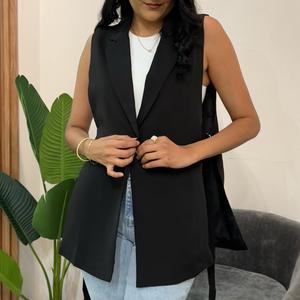 Talla L chaleco largo color negro