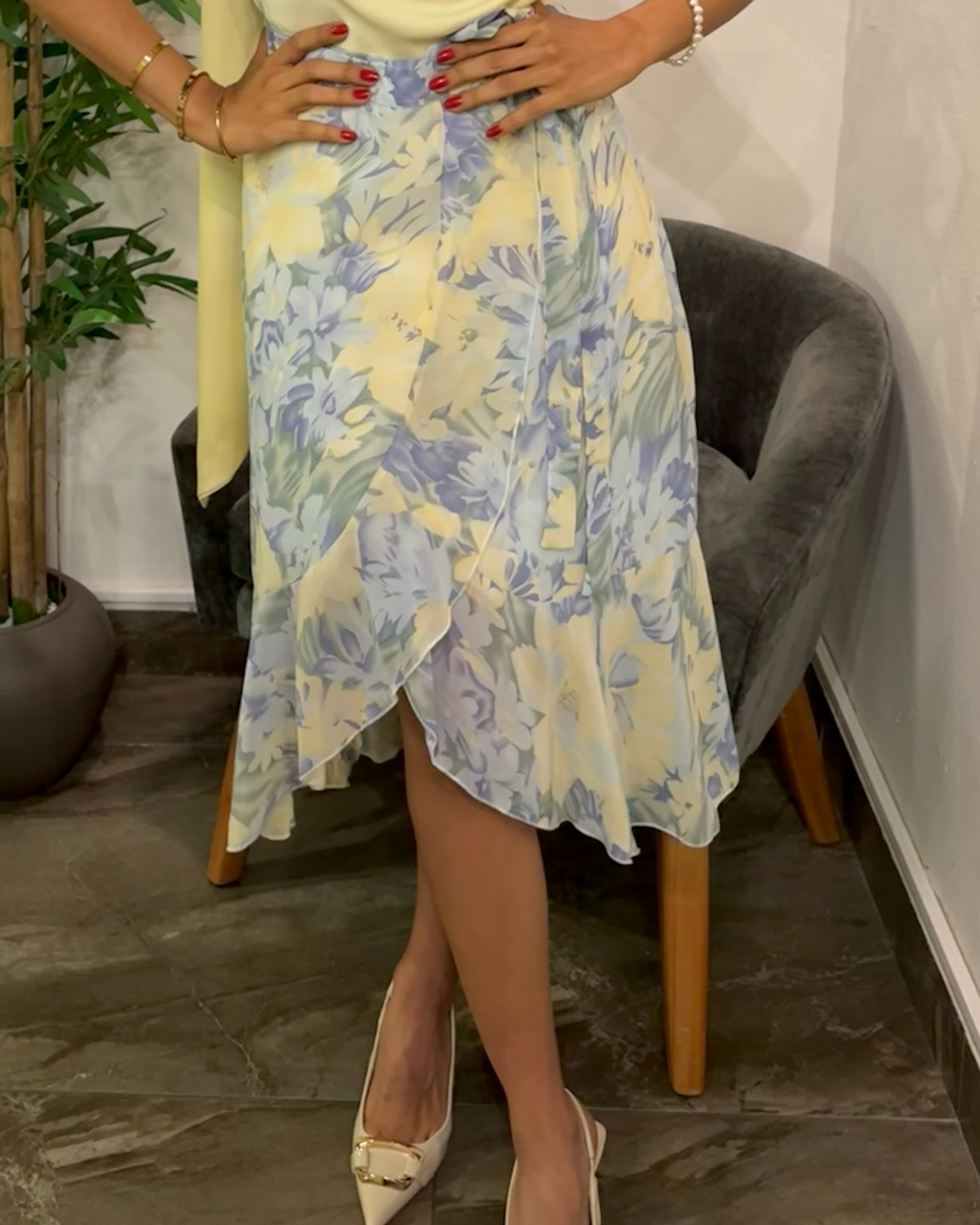 S•M falda traslapada floral