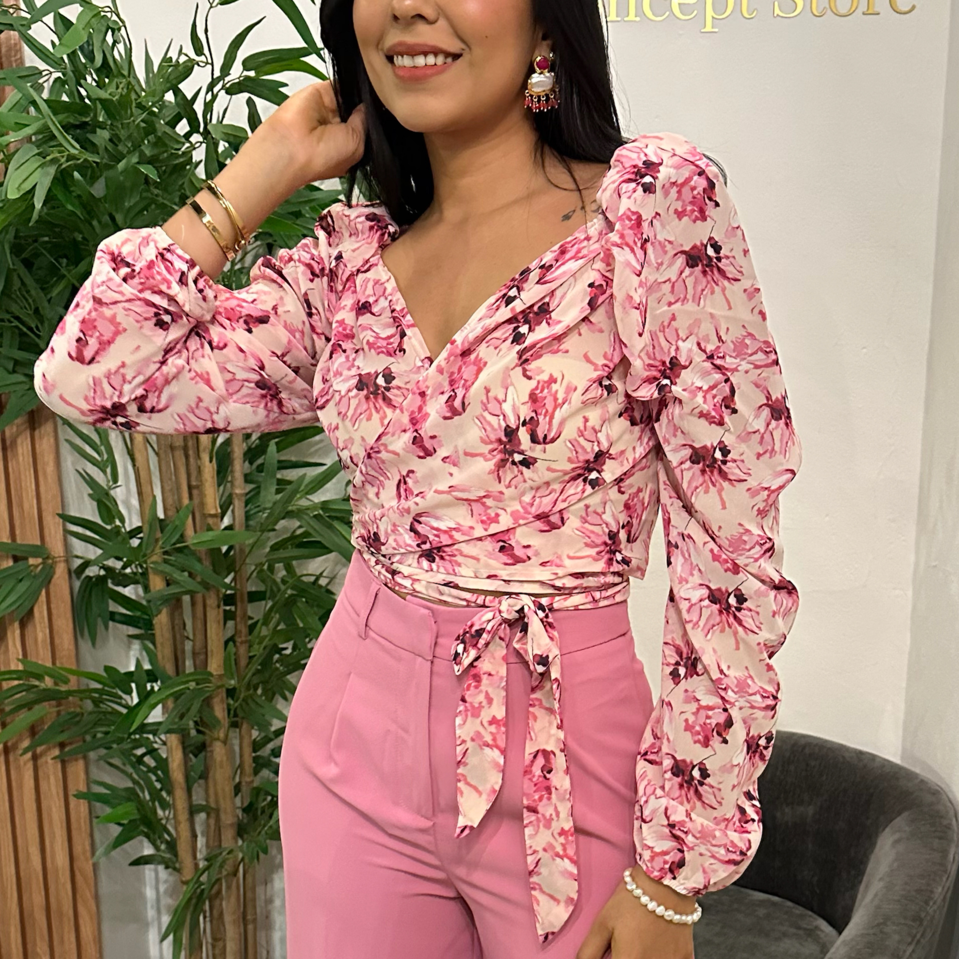 S•L Blusa floral rosa