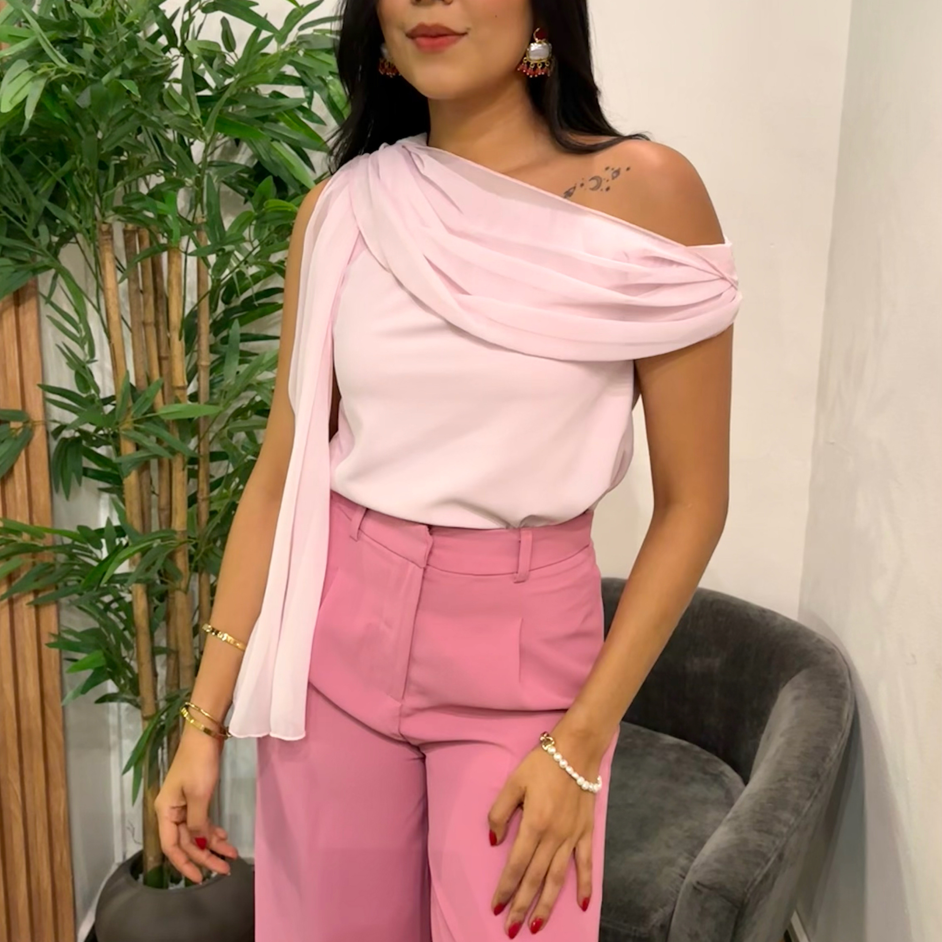 M•L blusa drapeada rosa