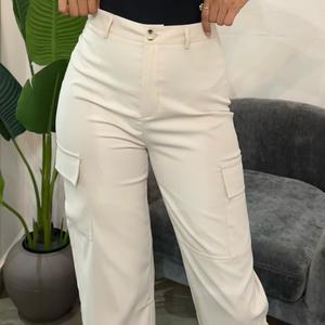 Talla  L pantalón cargo color beige