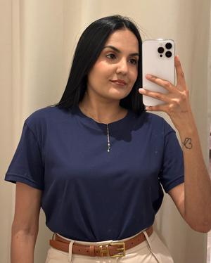 L Camiseta básica algodón color azul marino