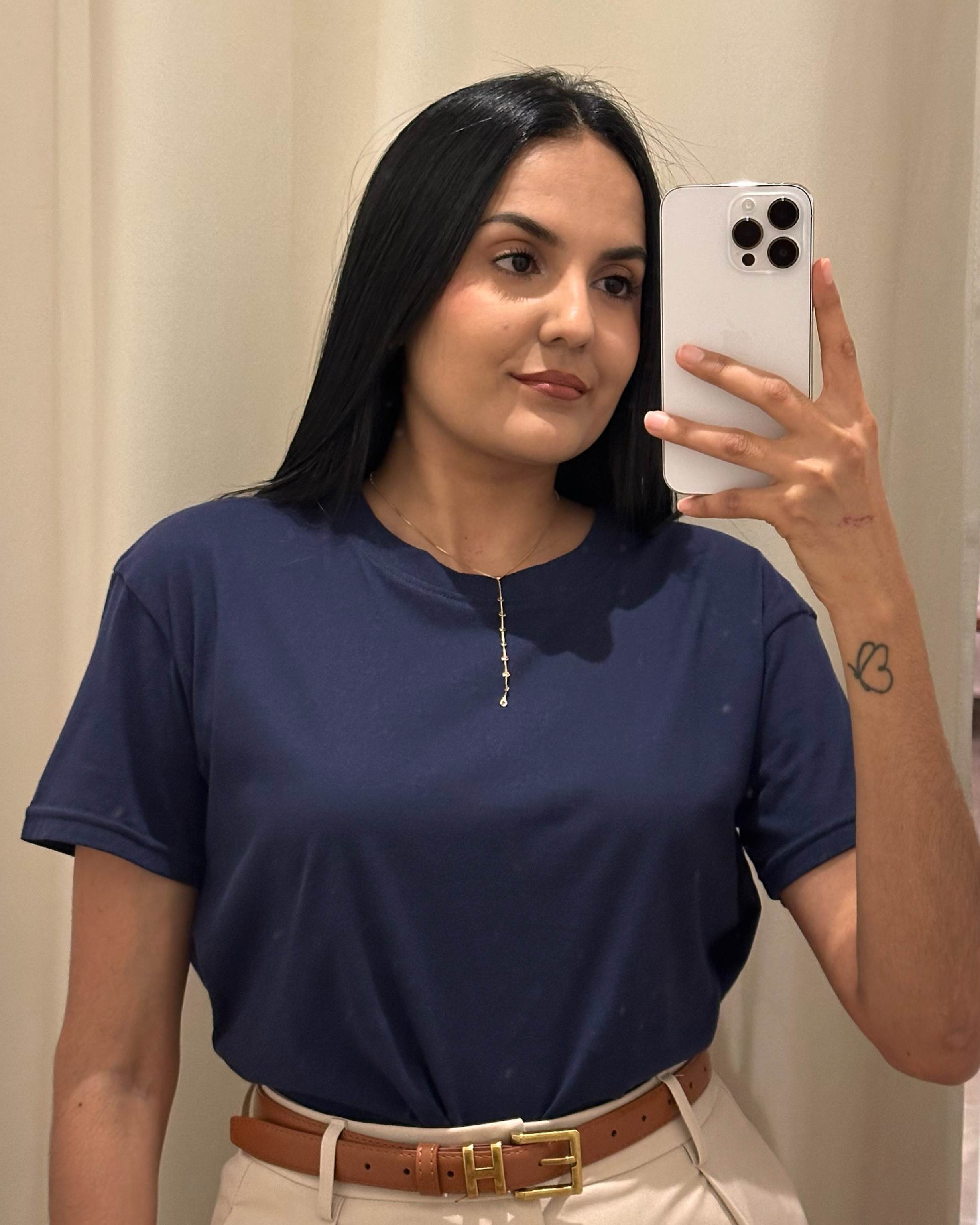 L Camiseta básica algodón color azul marino
