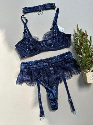 Set azul con liguero Talla S 