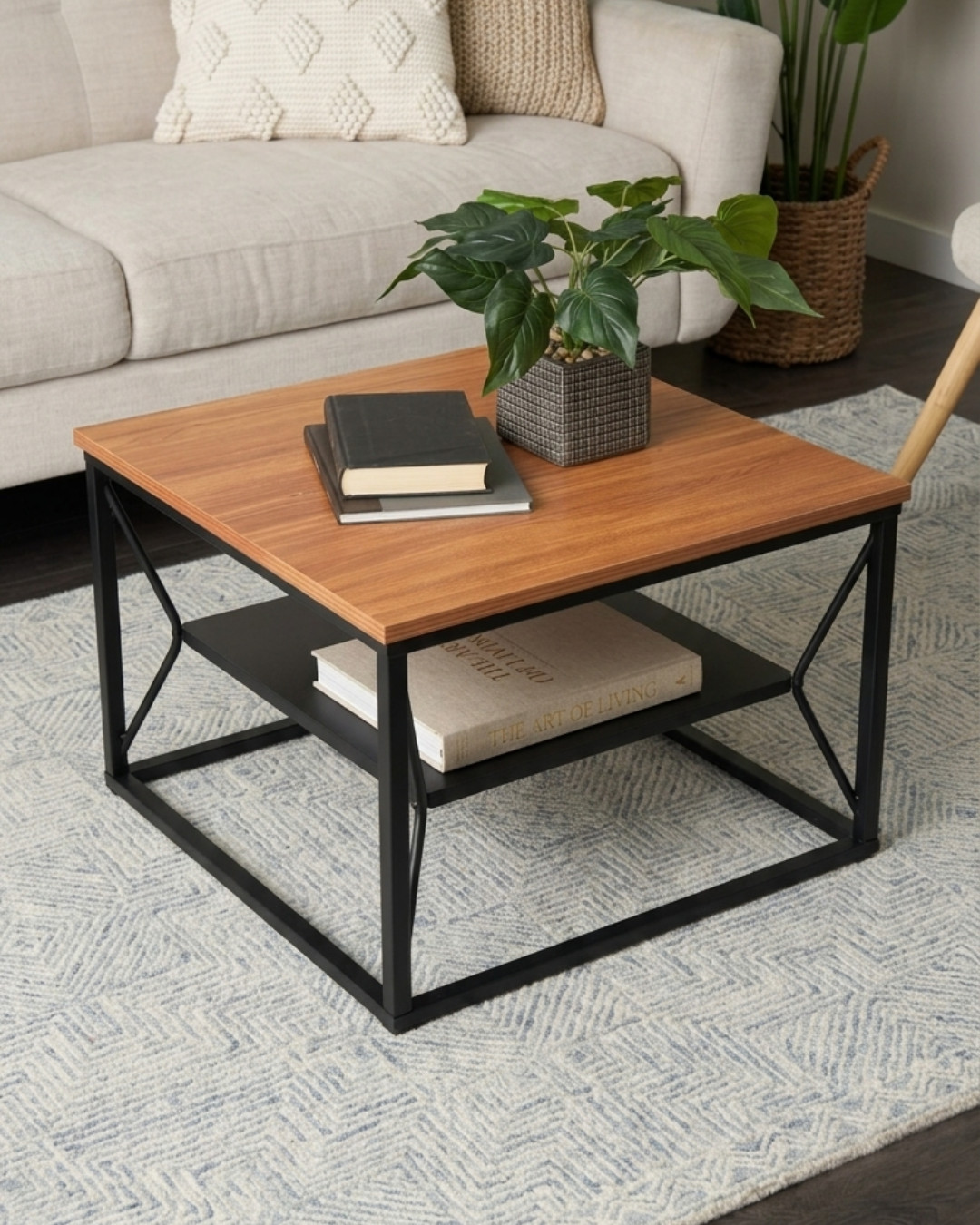 MESA DE CENTRO ARTSY 60X60X45CM MADERA METAL