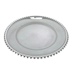 PLATO BASE BORDE PLATEADO 32X32X3CM-ACRILICO