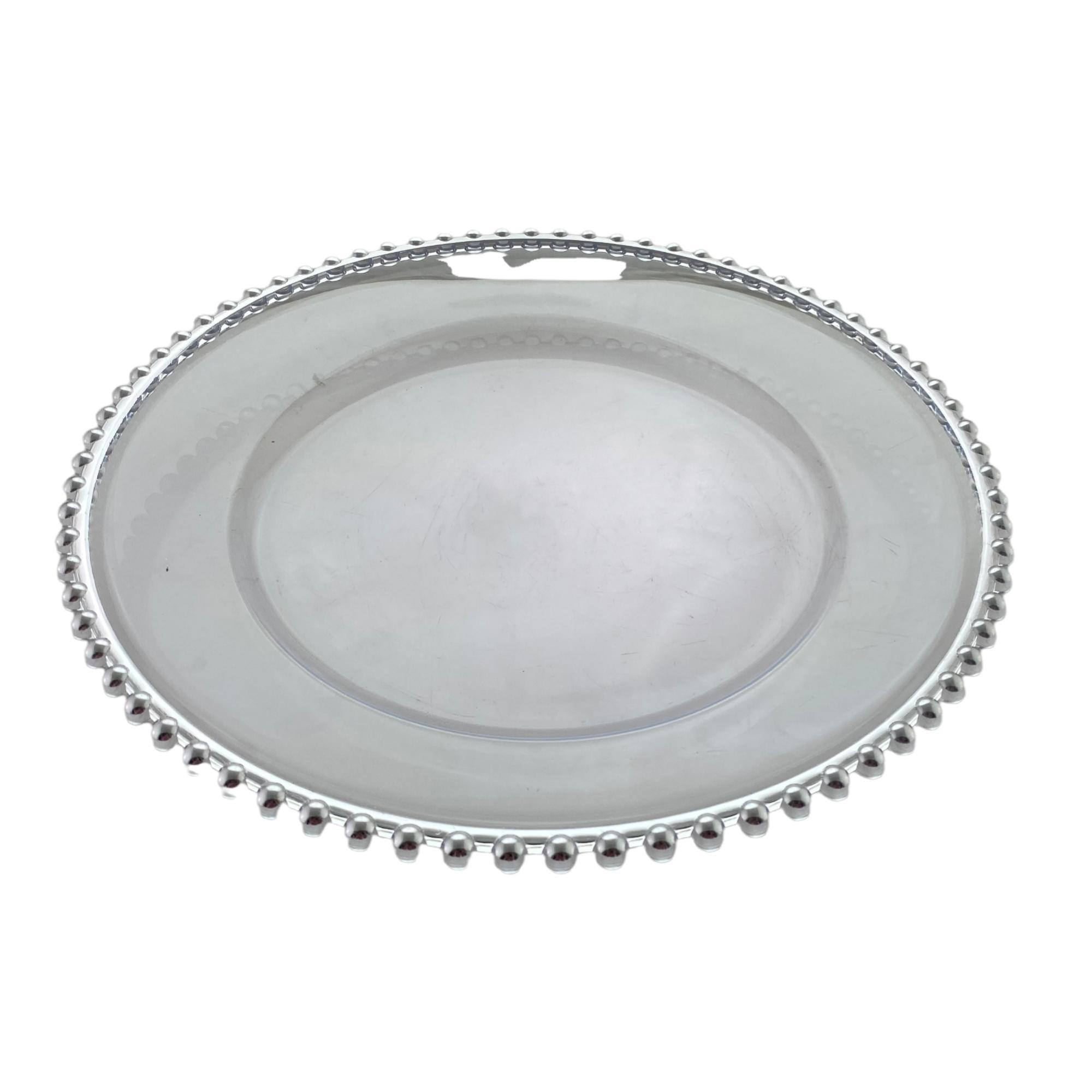 PLATO BASE BORDE PLATEADO 32X32X3CM-ACRILICO