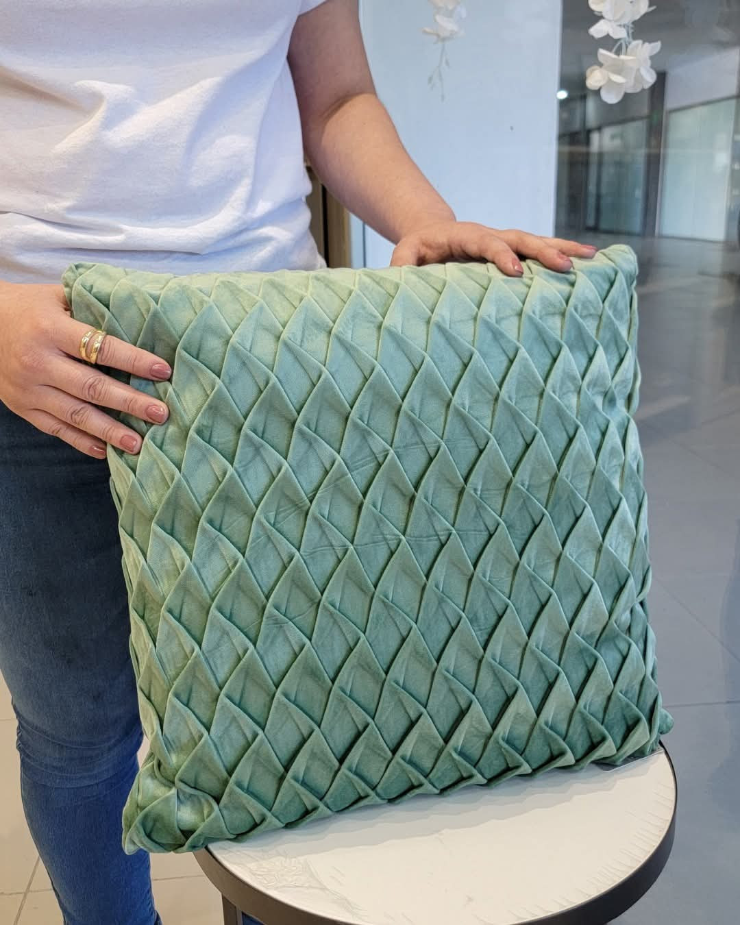 COJIN CANTALOUPE 45X45CM VERDE VELVET