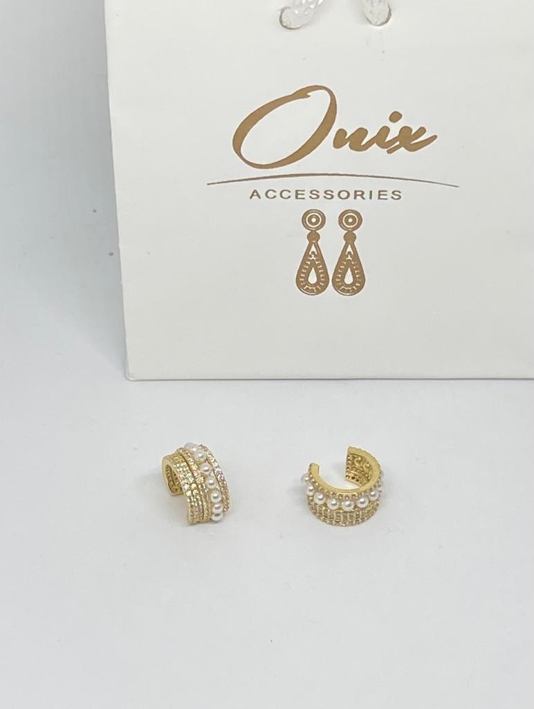 Mini argolla dorado con perlitas 