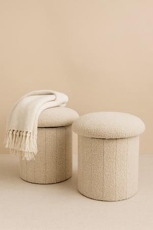 Puf Bouclé Hongo Con Almacenamiento