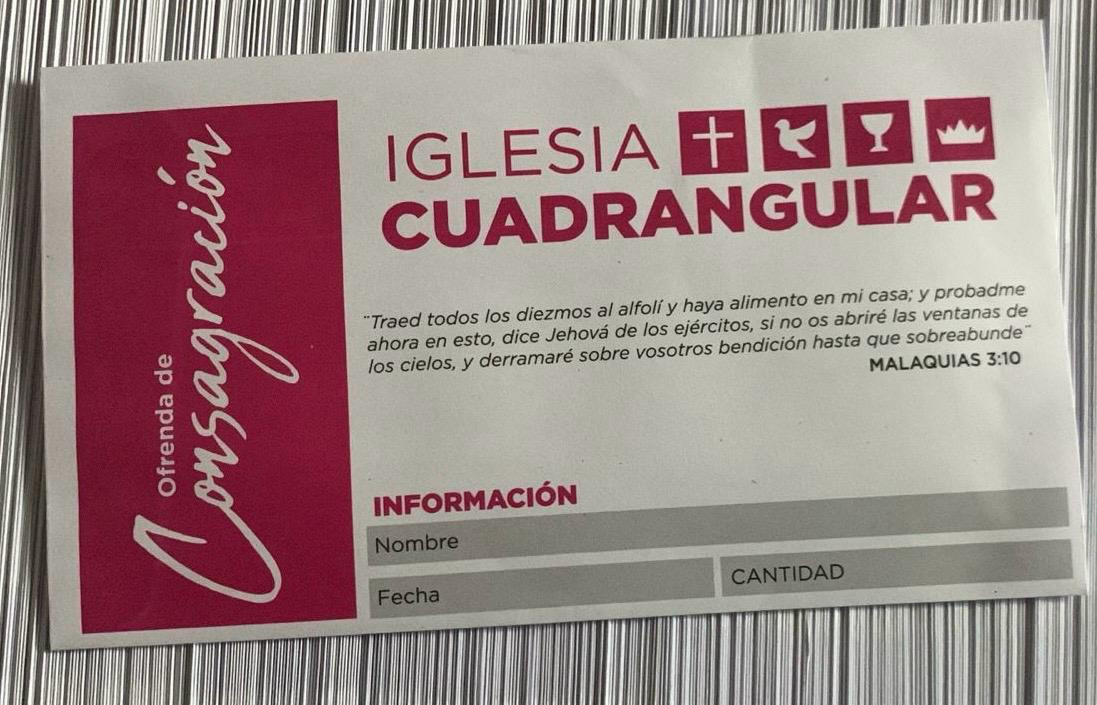 Sobre de Consagración de Ofrendas
