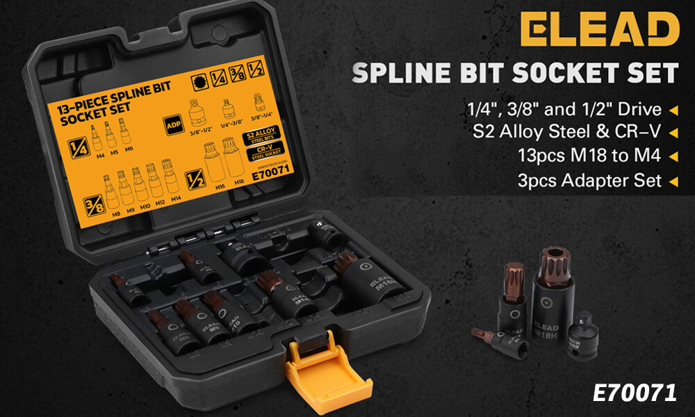 Juego de dados con puntas spline de 13 piezas marca ELEAD