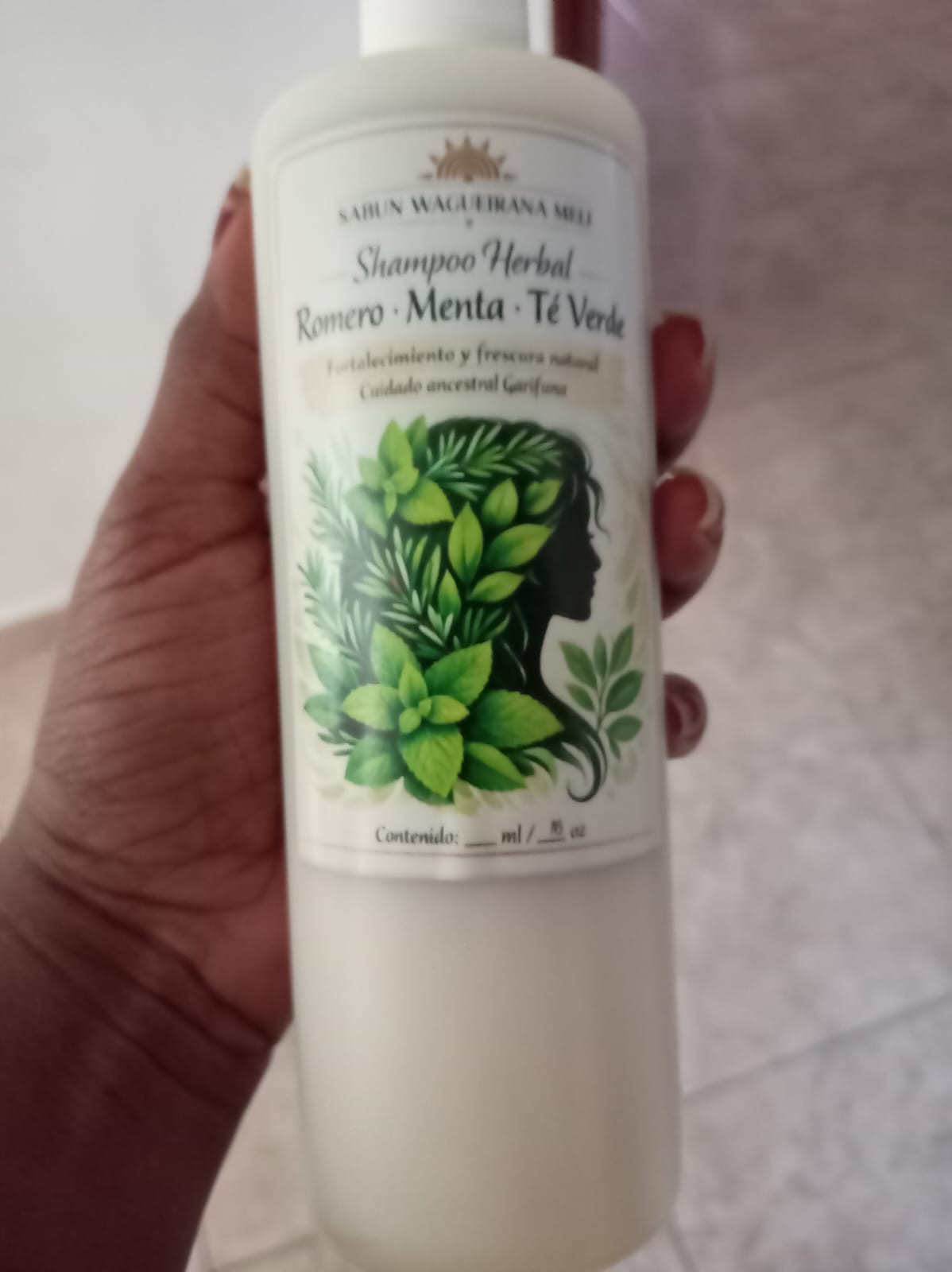 Shampoo de Romero, te verde, menta