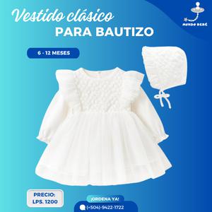Hermoso vestido clásico para bautizo, boda, para bebe de 6 a 12 meses