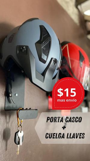 Porta Casco Metálico + Cuelga Llaves