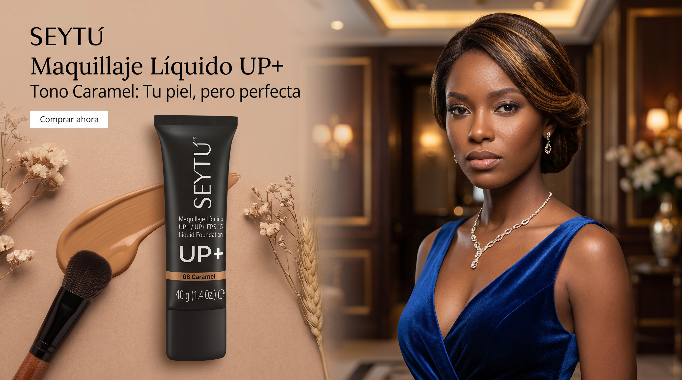 Base Liquido Seytu Color Caramel con protección solar