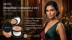 Polvo Compacto 2 en 1 Seytu Color Warm Beige