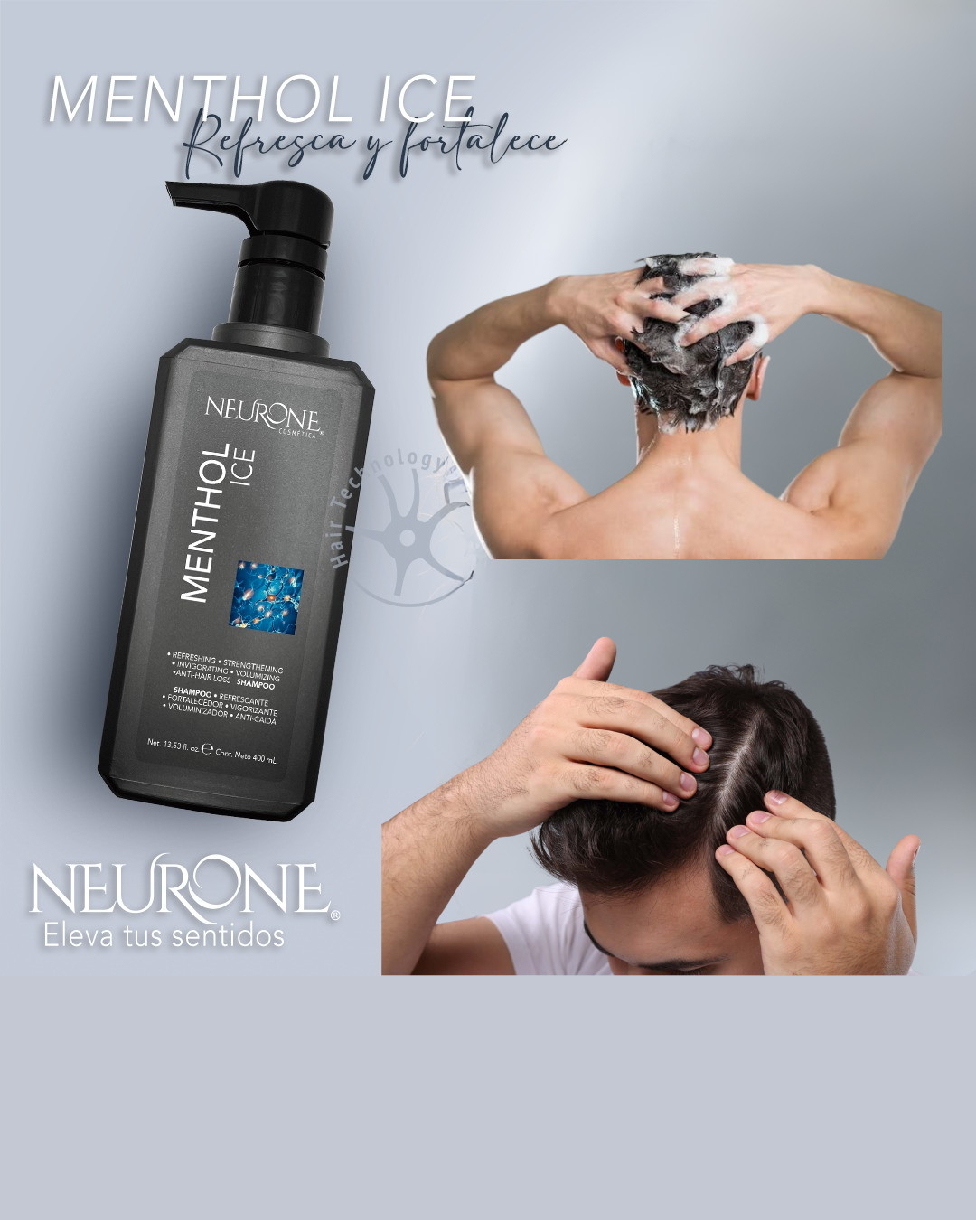 Con Shampo Menthol Ice 400 ML. Seras un Hombre que no tendrá mas cuero cabelludo graso