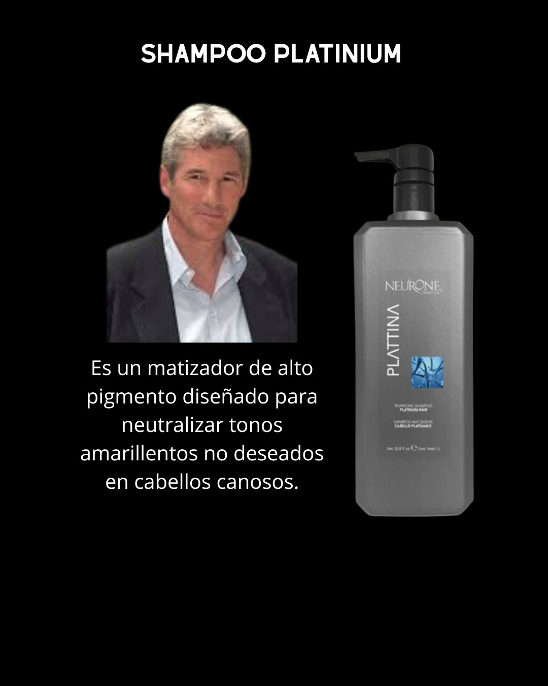 Shampoo Platinium de Neurone Litro Canas con estilo