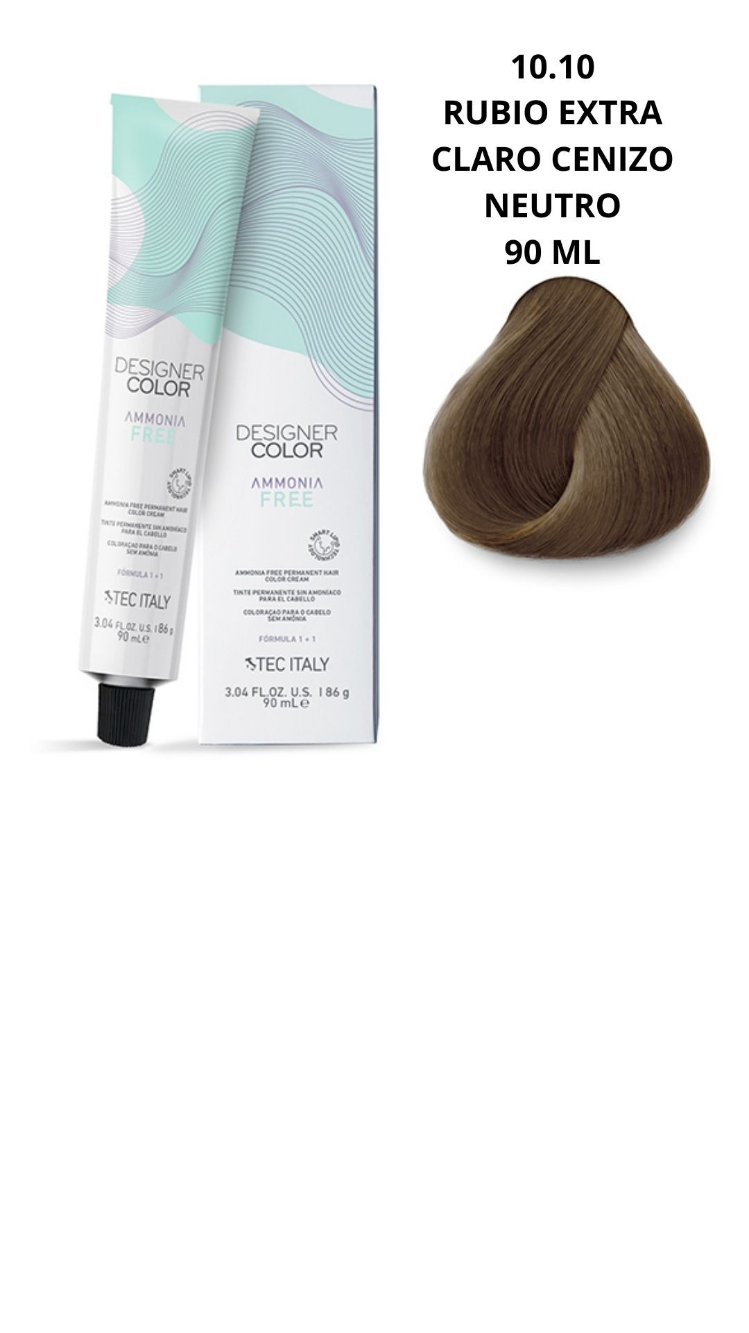 Tec Italy Tinte Sin Amonio 10.10 (Rubio Extra Claro Cenizo Neutro)