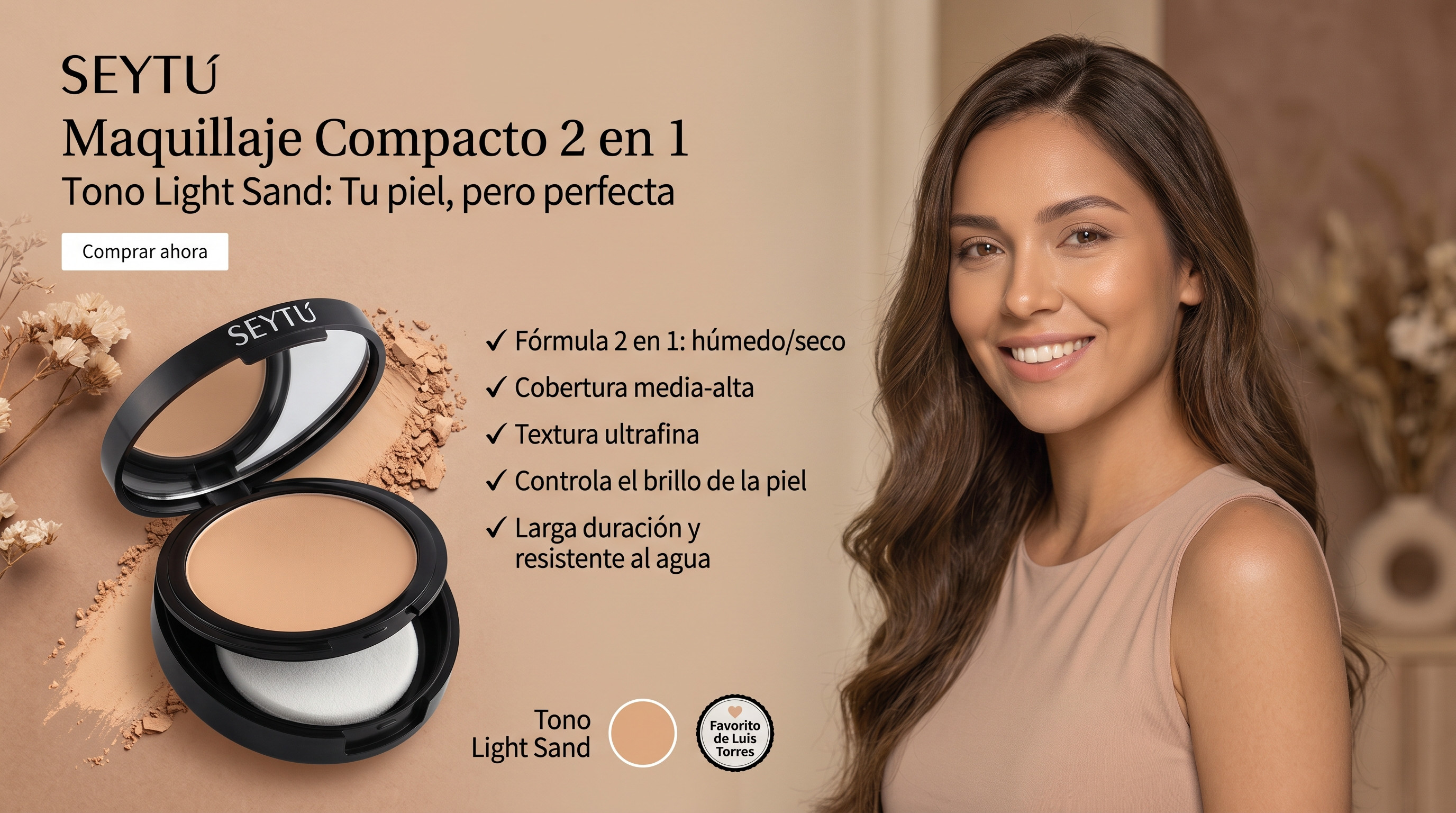 Polvo Compacto 2 en 1 Seytu Color Light Sand