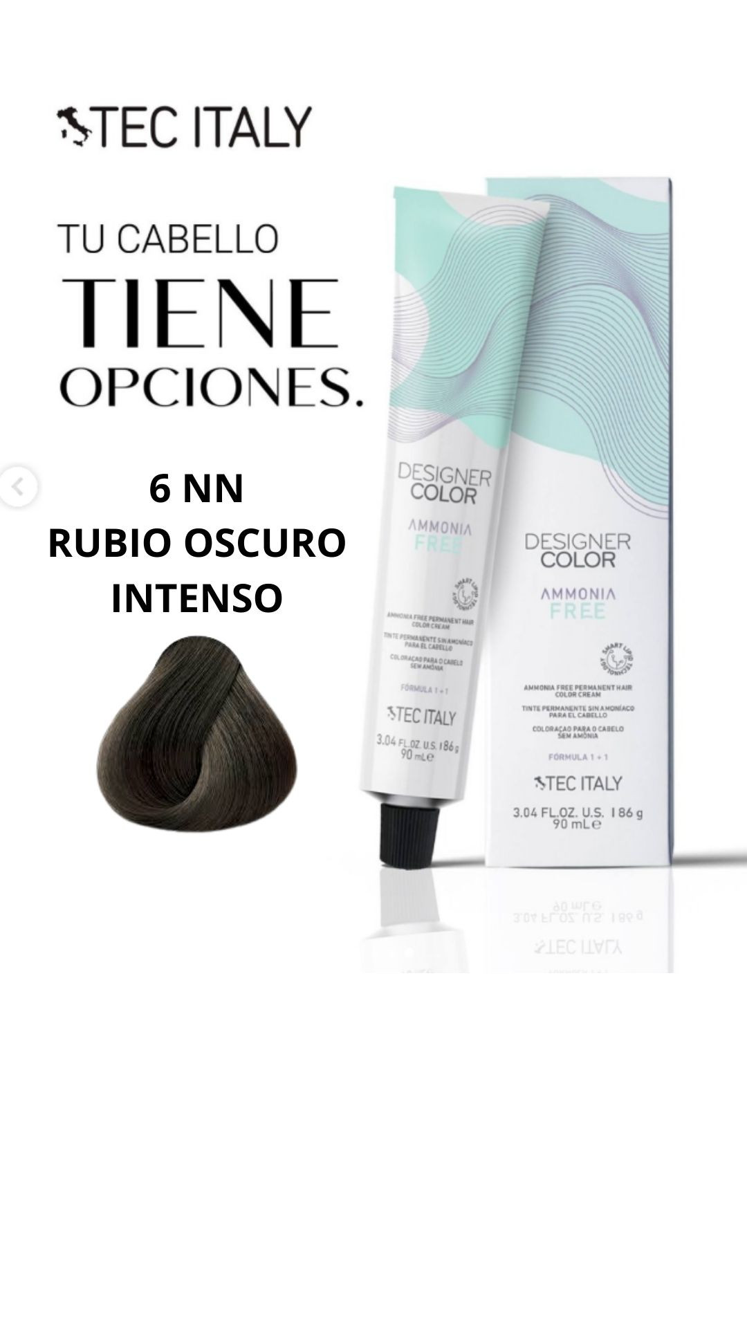 Tec Italy Tinte Sin Amonio 6NN Tapa Cana (Castaño Oscuro Intenso)