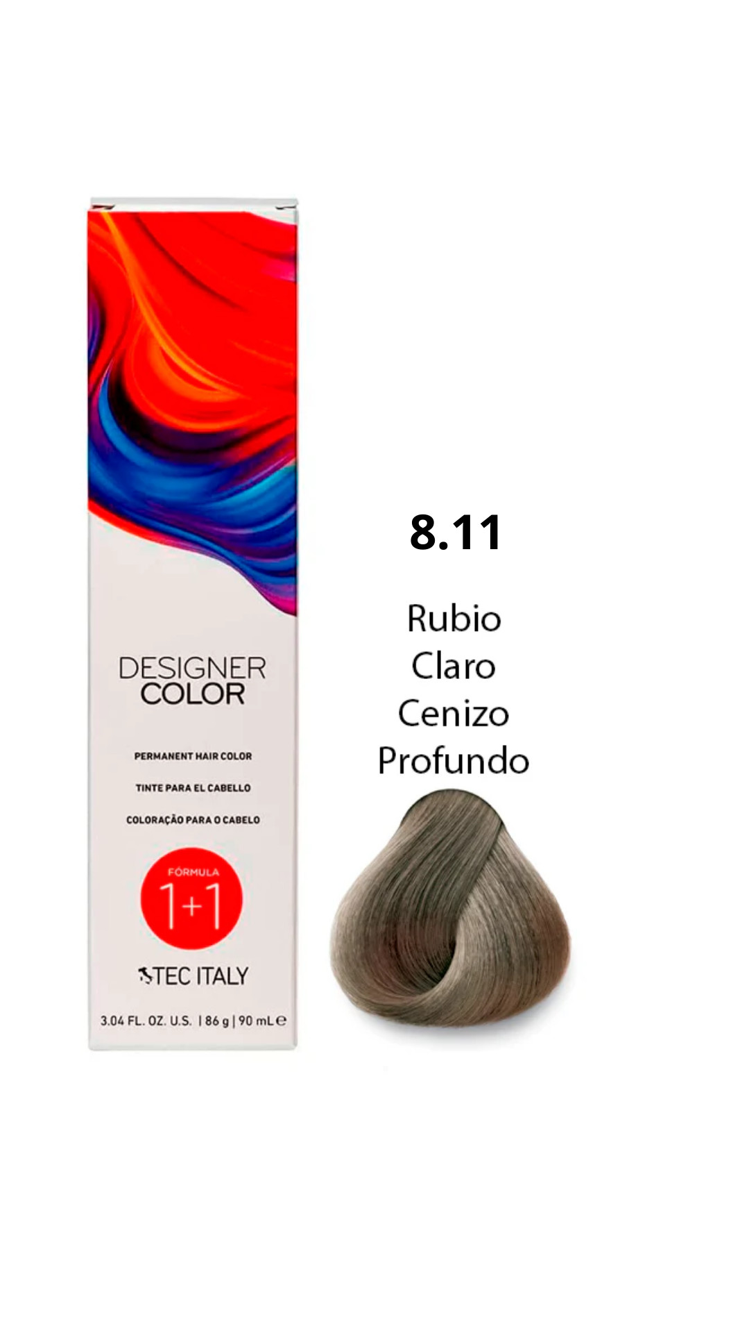 Tec Italy Tinte # 8.11 (Color Rubio Claro Cenizo Profundo)