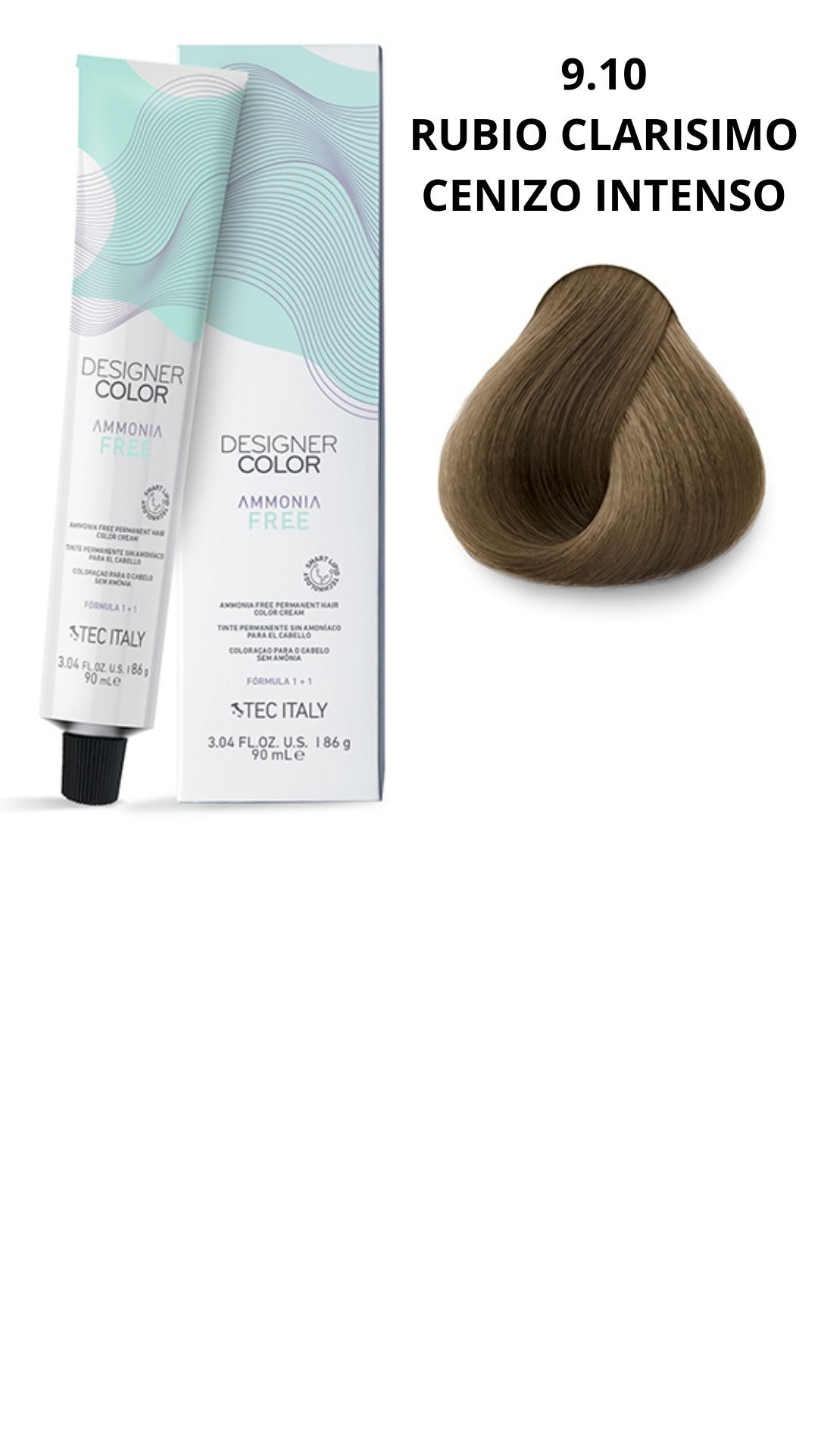 Tec Italy Tinte Sin Amonio 9.10 (Rubio Clarísimo Cenizo Intenso)