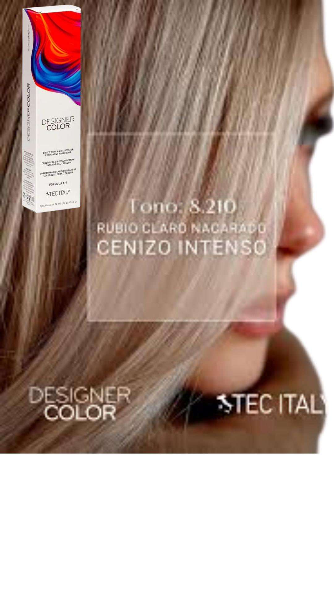 Tec Italy Tinte # 8.210 (Color Rubio Claro Nacarado Cenizo Intenso)