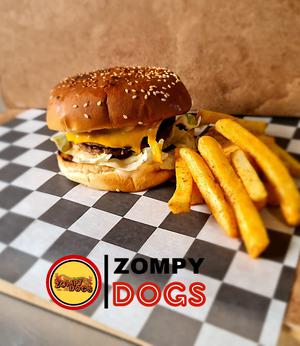 Mega hamburguesa + papas fritas