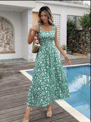 Vestido con Estampado digital sin mangas