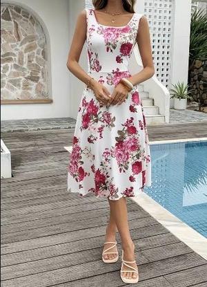 Vestido elegante floral de rosas