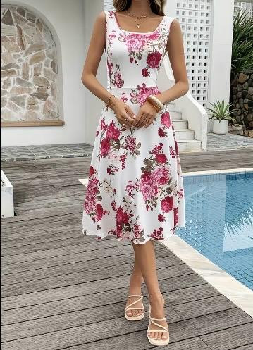 Vestido elegante floral de rosas