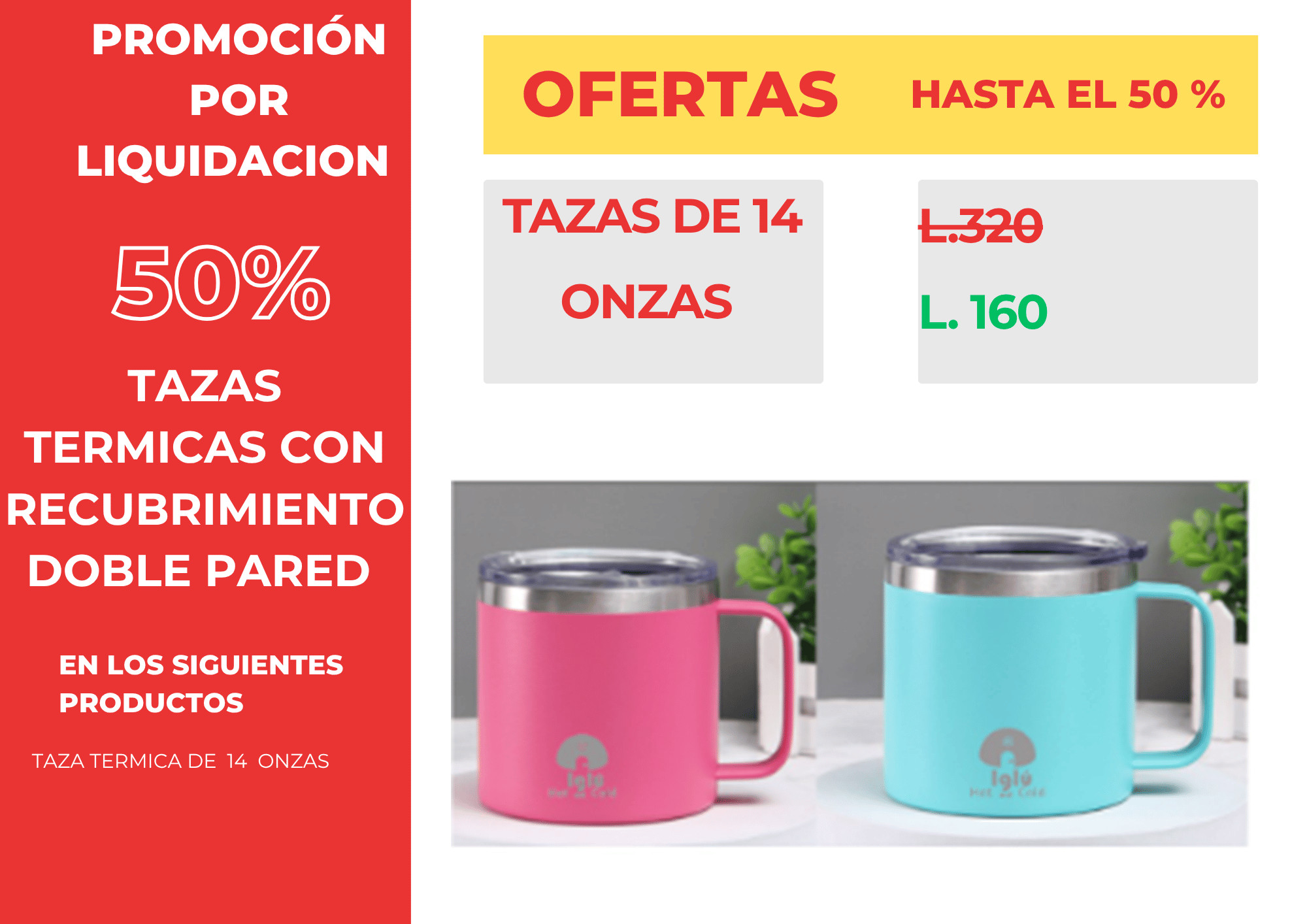 Taza térmica 14oz 50% DESCUENTO mes de mayo