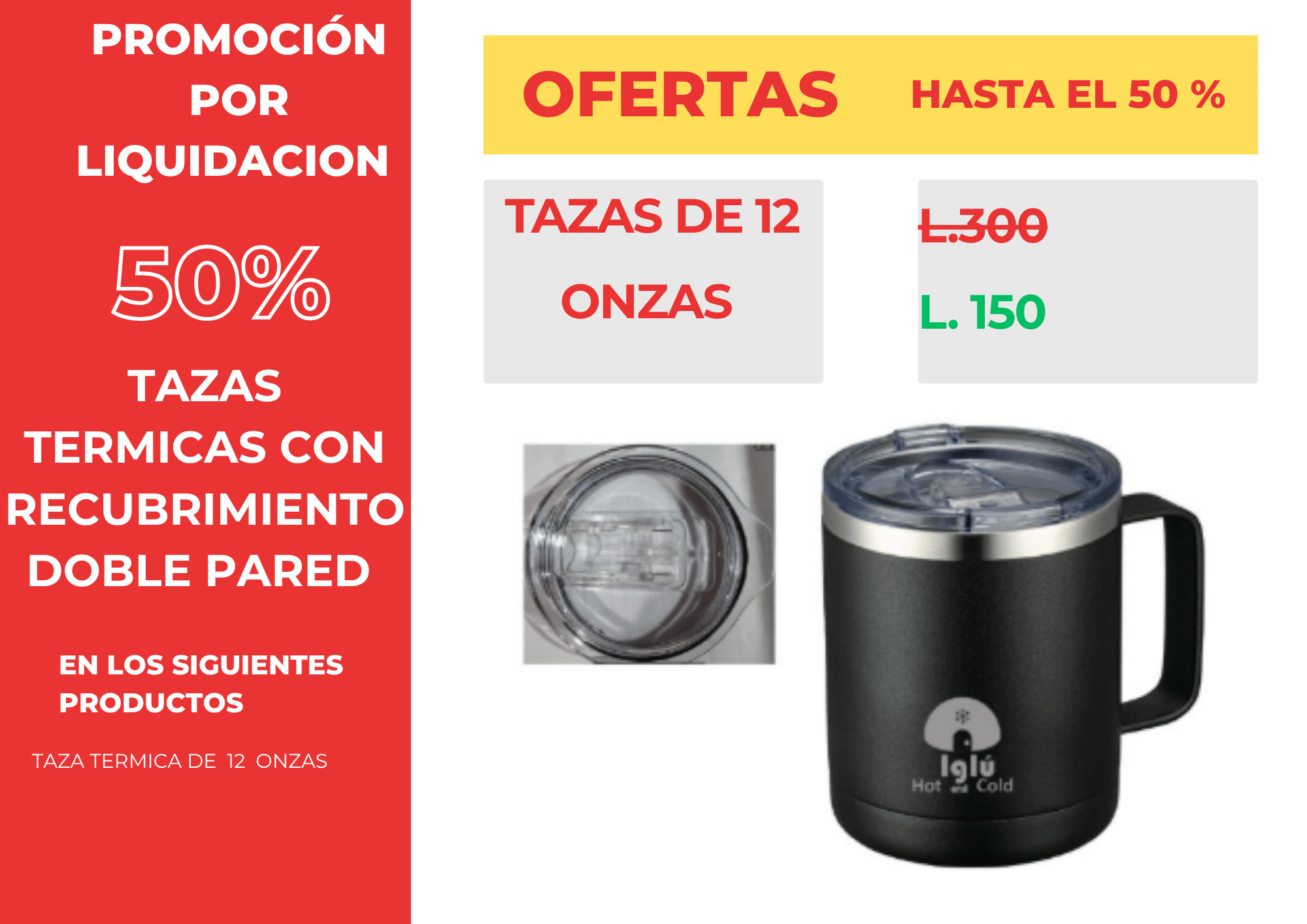 Taza térmica 12oz 50% DESCUENTO 