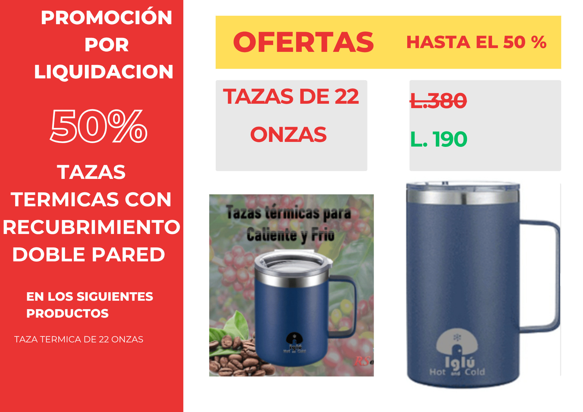 Taza térmica 22oz 50% DESCUENTO mes de mayo